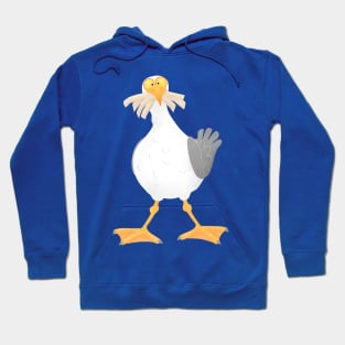 Funny seagull with French fries cartoon Hoodie